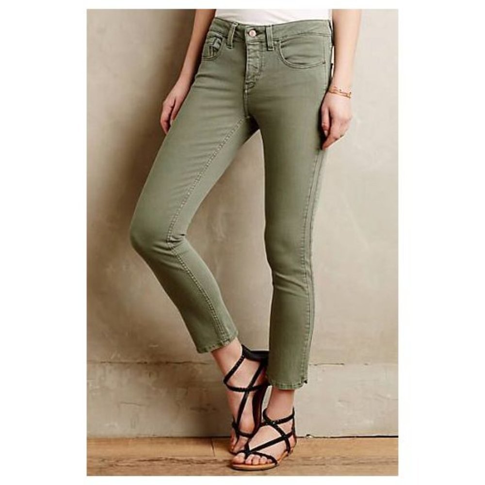Anthropologie PILCRO Stet Cropped Ankle Jeans Olive sz 25 Women's - Picture 1 of 10